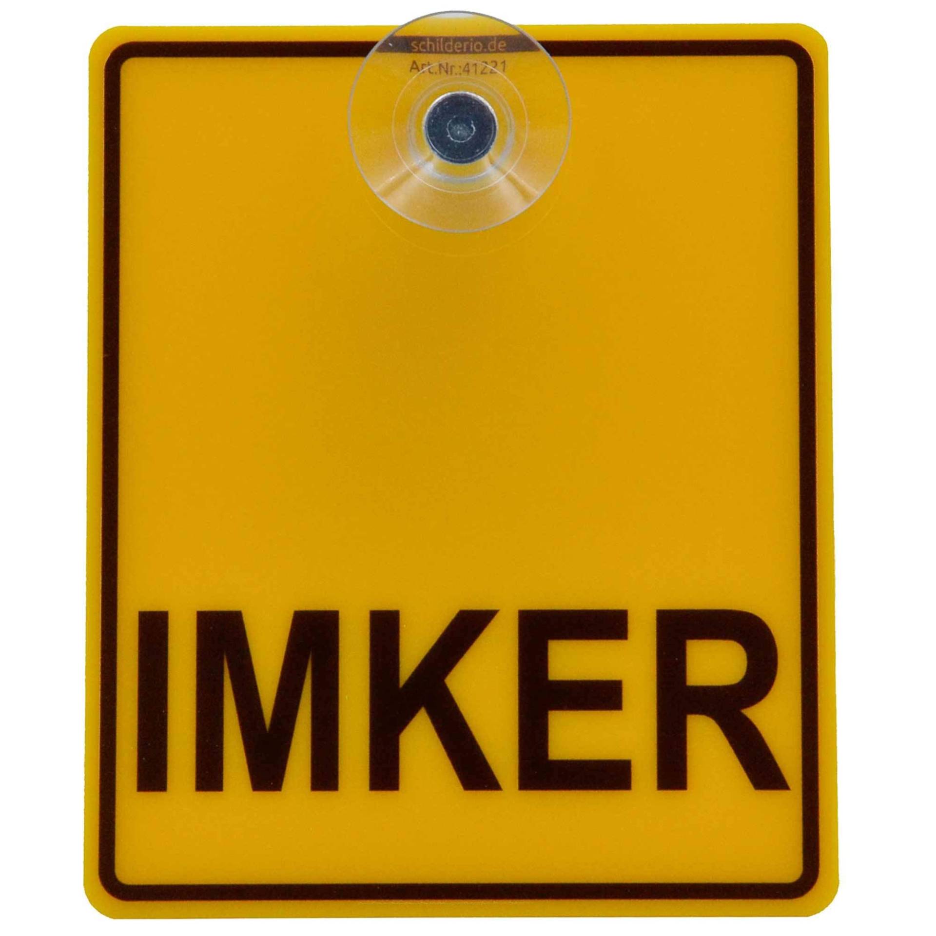 Saugnapfschild Schild IMKER 100x120mm für Auto Scheiben Innenbefestigung von Schilderio