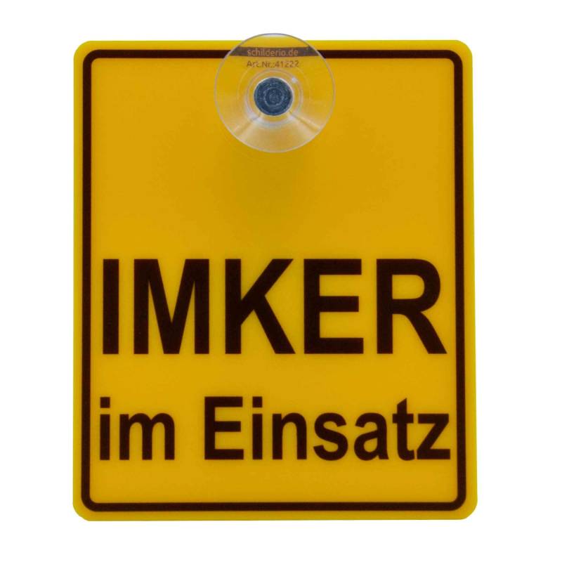 Saugnapfschild Schild IMKER im Einsatz 100x120mm für Auto Scheiben Innenbefestigung von Schilderio