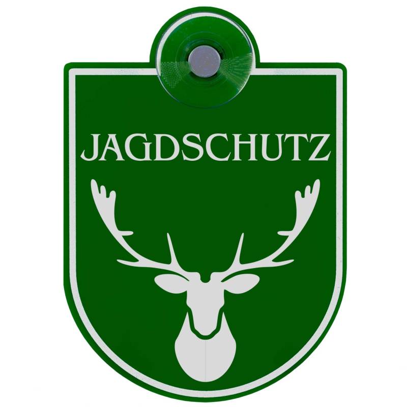 Schilderio Premium Saugnapfschild Schild Jagdschutz 3 mm Acrylglas ca 90x125 mm Jagd Schild Auto mit 1x Saugnapf 30 mm Autoschild Jagdschutz zur Befestigung an Autoscheiben von innen von Schilderio