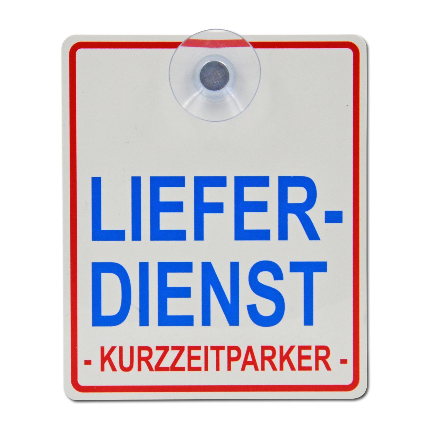 Saugnapfschild Schild Lieferdienst - Kurzzeitparker Acrylschild 3mm mit Saugnapf 30mm, ca. 10x12 cm für Scheibeninnenbefestigung von Schilderio