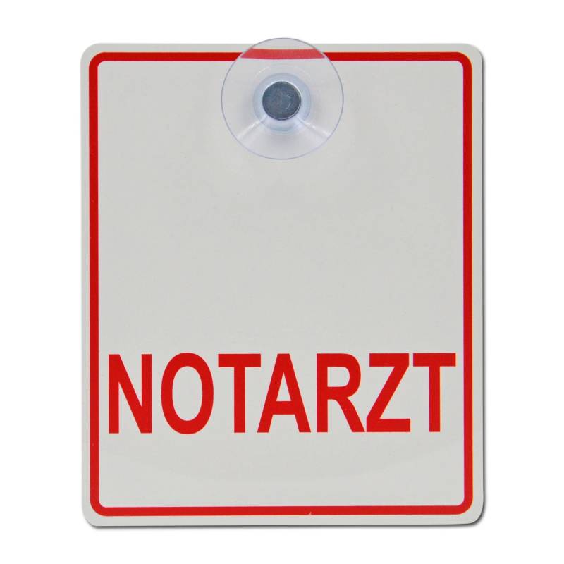 Saugnapfschild Schild Notarzt Acrylschild 3mm mit Saugnapf 30mm, ca. 10x12 cm für Scheibeninnenbefestigung von Schilderio