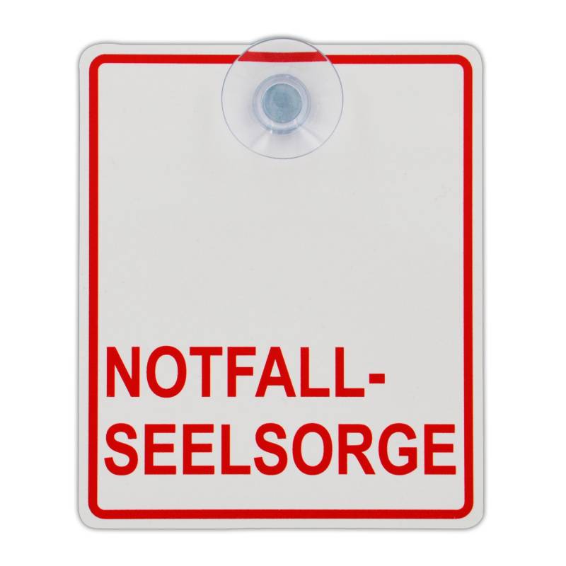 Saugnapfschild Schild Notfallseelsorge Acrylschild 3mm mit Saugnapf 30mm, ca. 10x12 cm für Scheibeninnenbefestigung von Schilderio