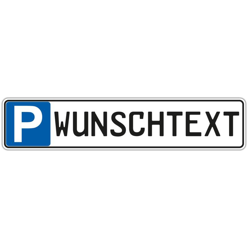 Schilderio Parkplatzschild mit Ihren Wunschtext oder Kfz Kennzeichen (Nummernschild, Autokennzeichen), 52x11 cm, stabile 3mm Aluminiumverbundplatte von Schilderio