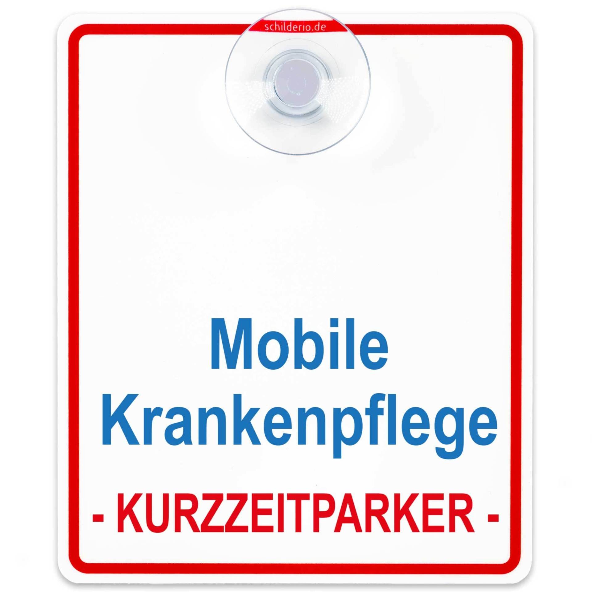 Schilderio Premium Saugnapfschild Mobile Krankenpflege 3 mm Acrylglas ca 100x120 mm Krankenpflege Schild Auto mit Saugnapf 30 mm Autoschild Mobile Krankenpflege zur Befestigung an Autoscheiben innen von Schilderio