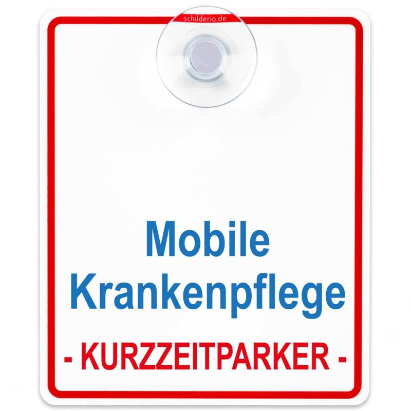 Schilderio Premium Saugnapfschild Mobile Krankenpflege 3 mm Acrylglas ca 100x120 mm Krankenpflege Schild Auto mit Saugnapf 30 mm Autoschild Mobile Krankenpflege zur Befestigung an Autoscheiben innen von Schilderio