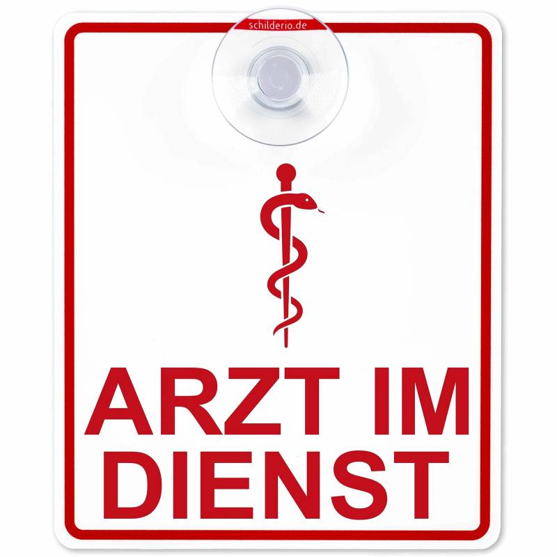 Schilderio Premium Saugnapfschild Schild Arzt im Dienst, 3 mm Acrylglas, ca. 100x120mm, Arzt Auto Schild mit 1x Saugnapf 30mm, Autoschild Arzt zur Befestigung an Autoscheiben von innen von Schilderio