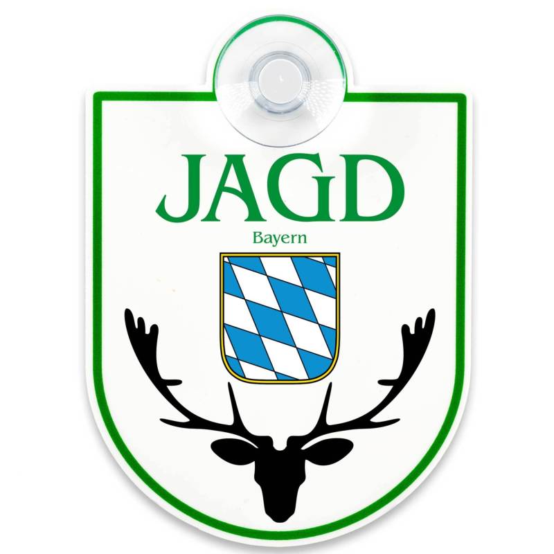 Schilderio Premium Saugnapfschild Schild Jagd Bayern 3 mm Acrylglas ca 90 x 125 mm Jagd Schild Auto mit 1x Saugnapf 30 mm Bundesland Region Autoschild Jagd zur Befestigung an Autoscheiben von innen von Schilderio