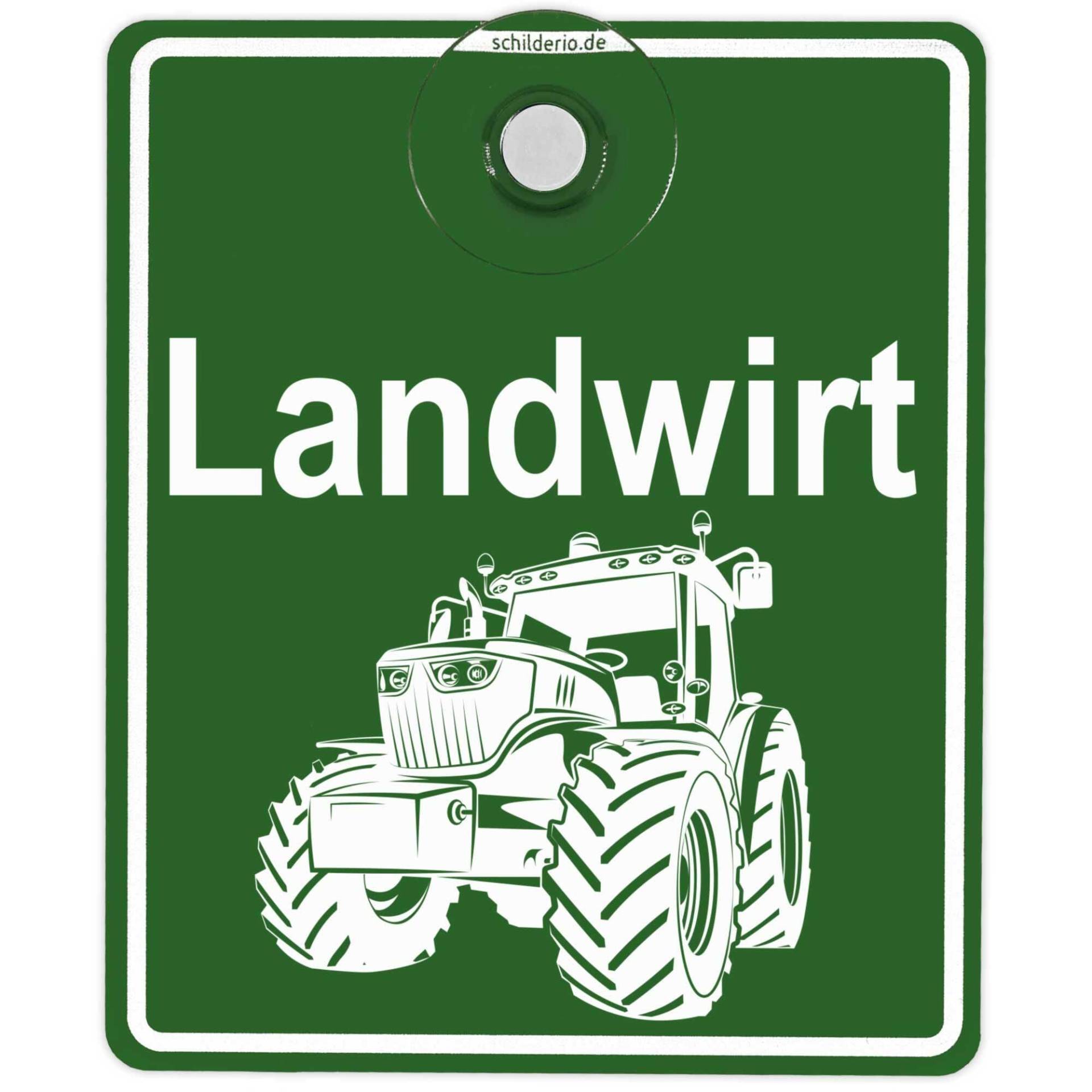 Schilderio Premium Saugnapfschild Schild Landwirt, 3mm Acrylglas, ca.100x120mm, Landwirt mit Traktor Motiv Auto Schild mit 1x Saugnapf 30mm, Autoschild Landwirt zur Befestigung an Autoscheiben innen von Schilderio