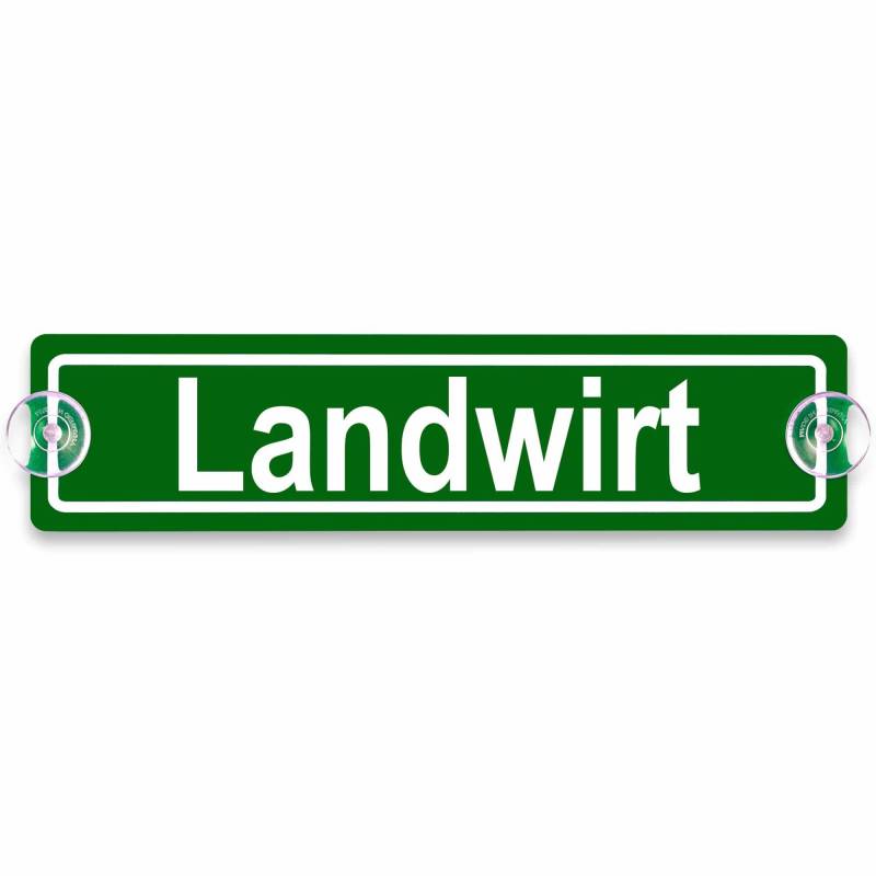 Schilderio Premium Saugnapfschild Schild Landwirt 3 mm Acrylglas ca 200 x 50 mm Landwirt Schild Auto mit 2 Saugnäpfen 20 mm Autoschild Landwirt zur Befestigung an Autoscheiben von innen von Schilderio