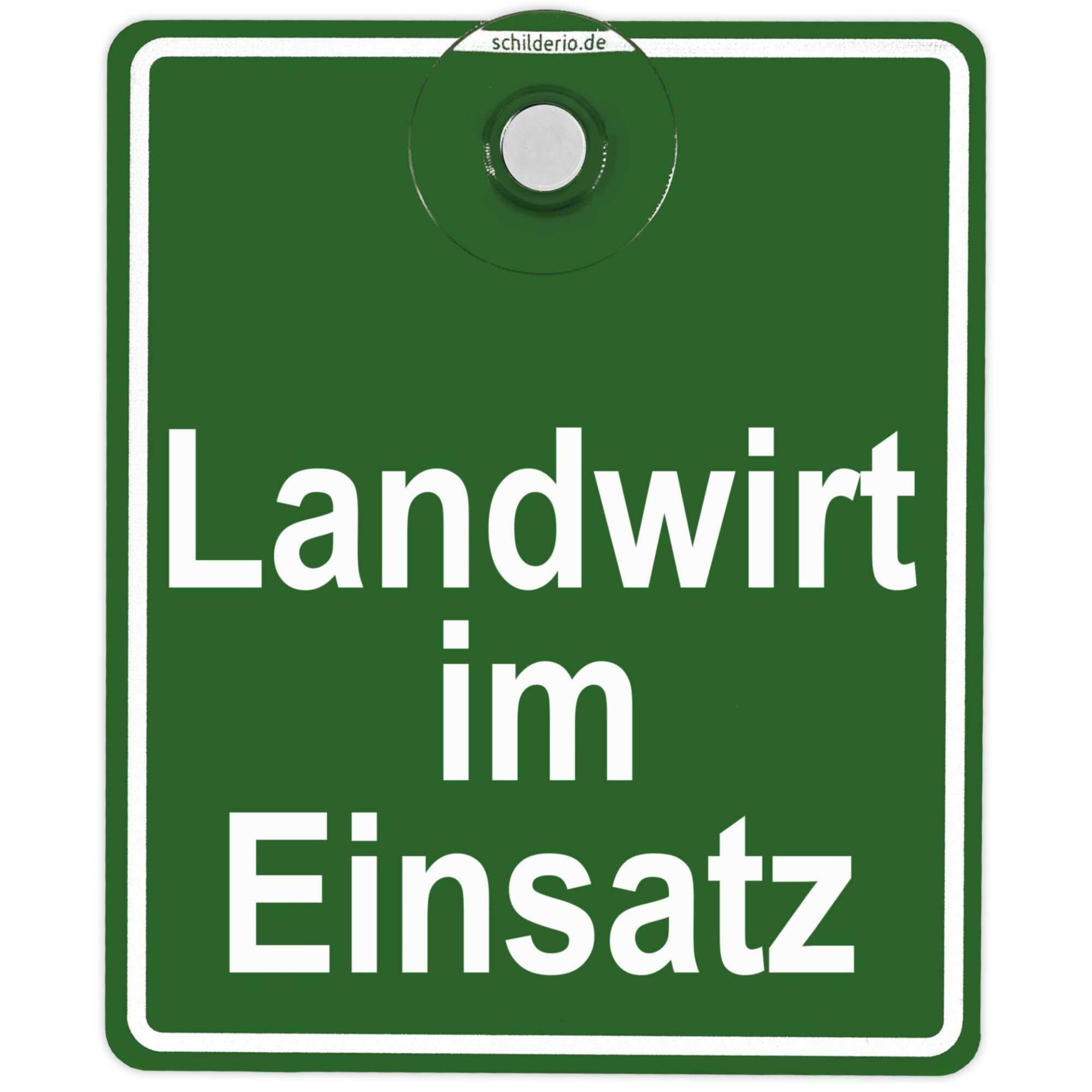 Schilderio Premium Saugnapfschild Schild Landwirt im Einsatz, 3 mm Acrylglas, ca. 100x120mm, Landwirt Auto Schild mit 1x Saugnapf 30mm, Autoschild Landwirt zur Befestigung an Autoscheiben von innen von Schilderio