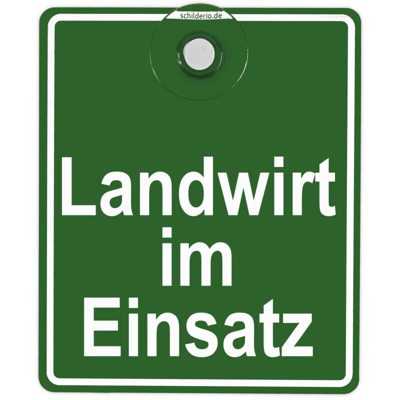 Schilderio Premium Saugnapfschild Schild Landwirt im Einsatz, 3 mm Acrylglas, ca. 100x120mm, Landwirt Auto Schild mit 1x Saugnapf 30mm, Autoschild Landwirt zur Befestigung an Autoscheiben von innen von Schilderio