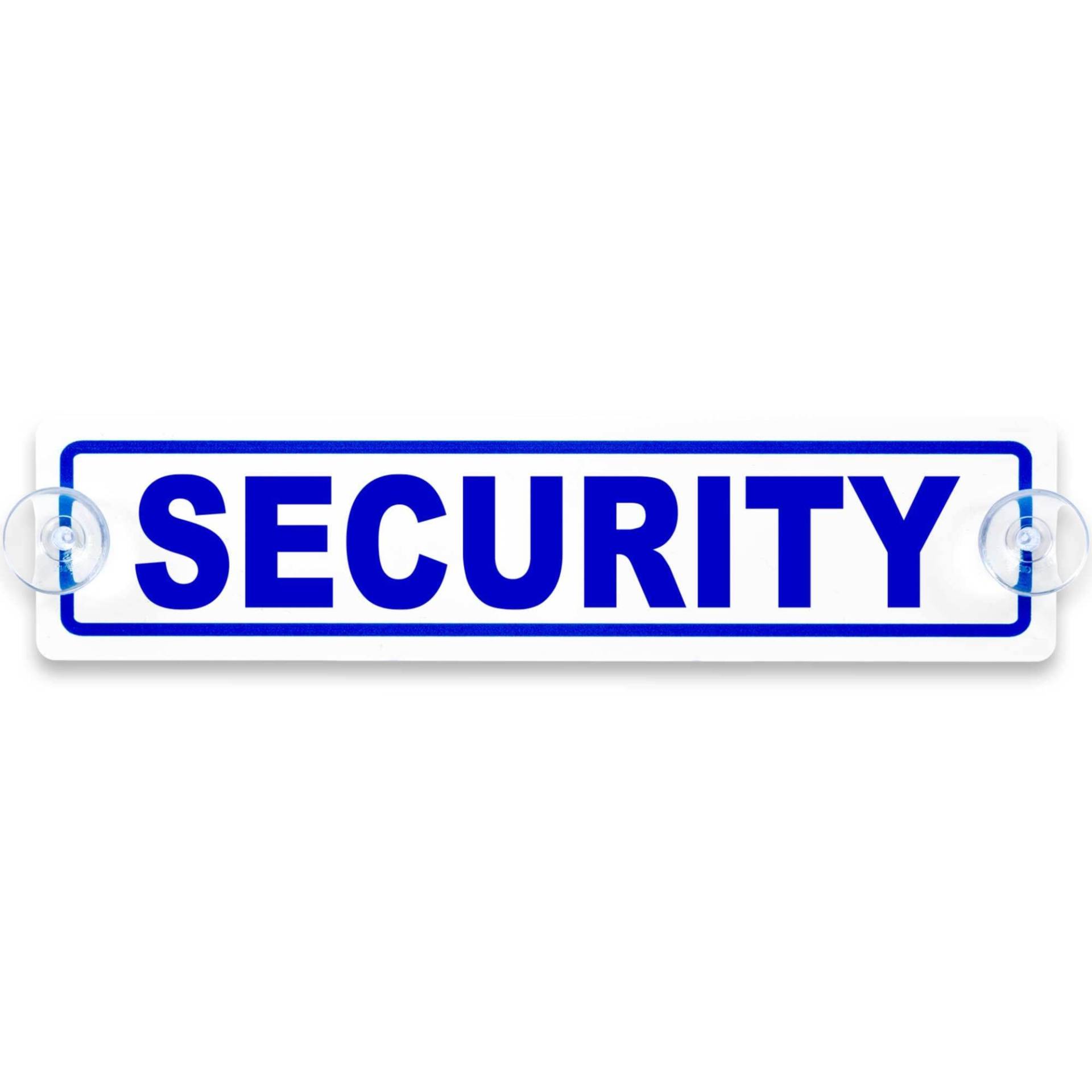 Schilderio Premium Saugnapfschild Schild Security 3 mm Acrylglas ca 200x50 mm Security Schild Auto mit 2 Saugnäpfen 20 mm Autoschild Security zur Befestigung an Autoscheiben von innen von Schilderio