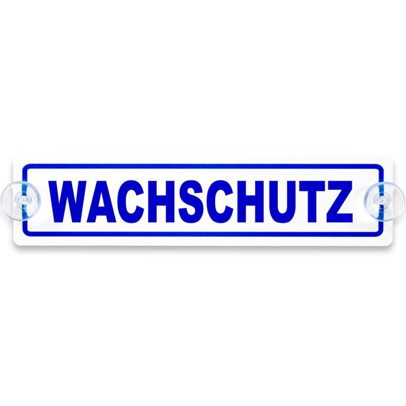 Schilderio Premium Saugnapfschild Schild Wachschutz 3 mm Acrylglas ca 200x50 mm Wachschutz Schild Auto mit 2 Saugnäpfe 20 mm Autoschild Wachschutz zur Befestigung an Autoscheiben von innen von Schilderio