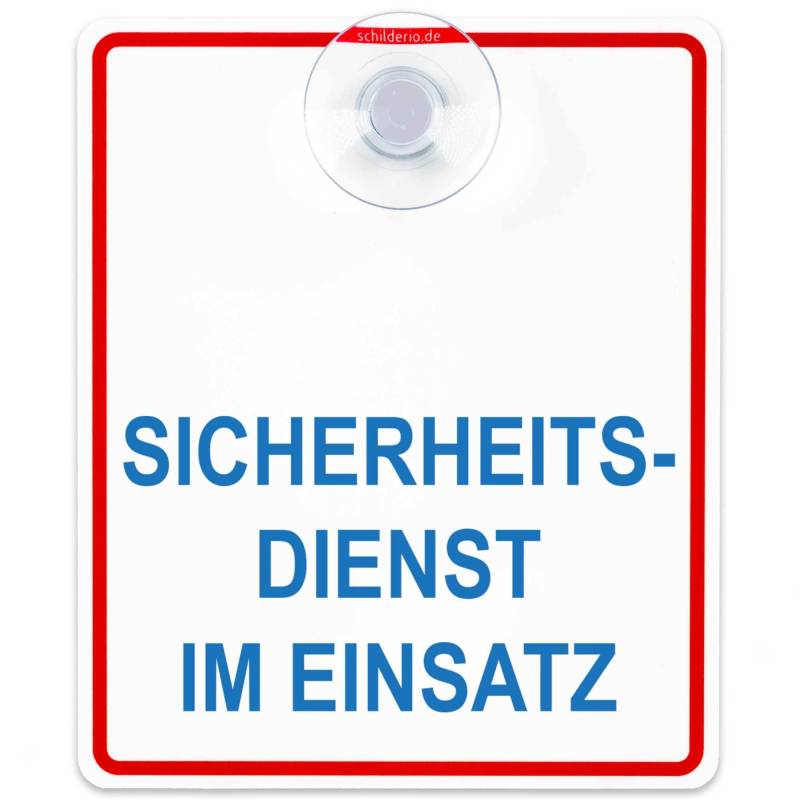 Schilderio Premium Saugnapfschild Sicherheitsdienst im Einsatz 3 mm Acrylglas ca 100x120 mm Sicherheitsdienst Schild mit Saugnapf 30 mm Autoschild Sicherheitsdienst im Einsatz Autoscheiben innen von Schilderio