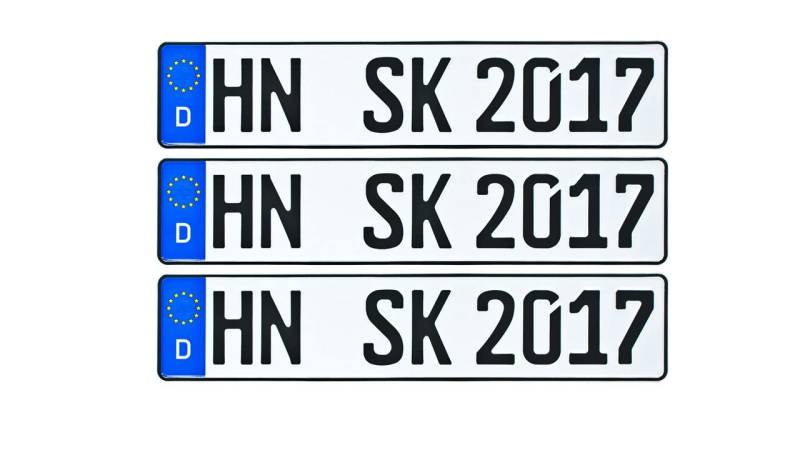 Schilderkröten KFZ-Kennzeichen 520x110mm, DIN-Zertifiziert für Auto und Fahrradträger (3 Stück) von Schilderkröten