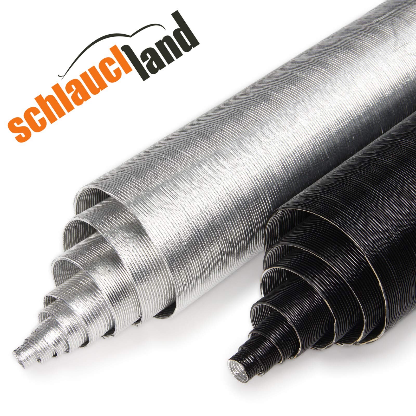 1m Alu-Hitzeschutzrohr ID 10mm schwarz *** Alu Flex Rohr Hitzschutzschlauch flexibel *** Grosse Auswahl 10,15,20,25,30,40,60,80,100mm von Schlauchland