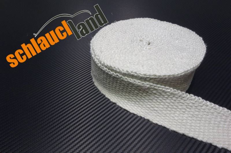 Schlauchland 20m Keramik Hitzeschutzband 50mm Weiss 1200°C Auspuffband Thermoband Krümmerband Heat Wrap Basaltfaser Isolierband von Schlauchland