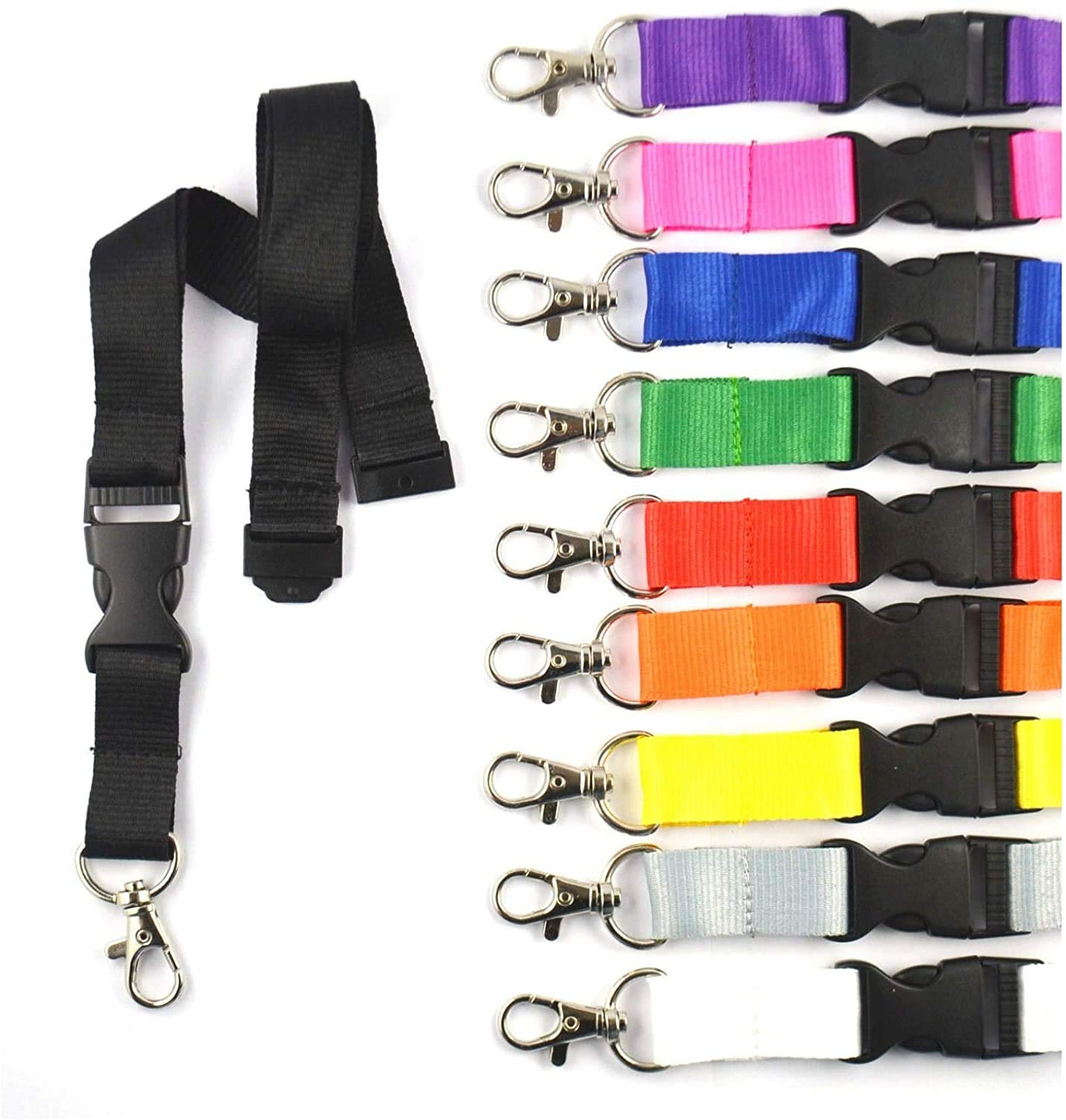 10 Stück unbedruckte Schlüsselbänder, Schlüsselband Lanyard neutral ohne Druck 20 mm breit, Steckverschluss Sicherheitsverschluss (grau) von Schmalz®