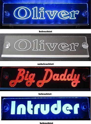 Schmalz Werbeservice Trucker Truck Namensschild Größe 30x10cm - Acryl LED beleuchtet 12V 24V mit feiner Lasergravur von Schmalz®