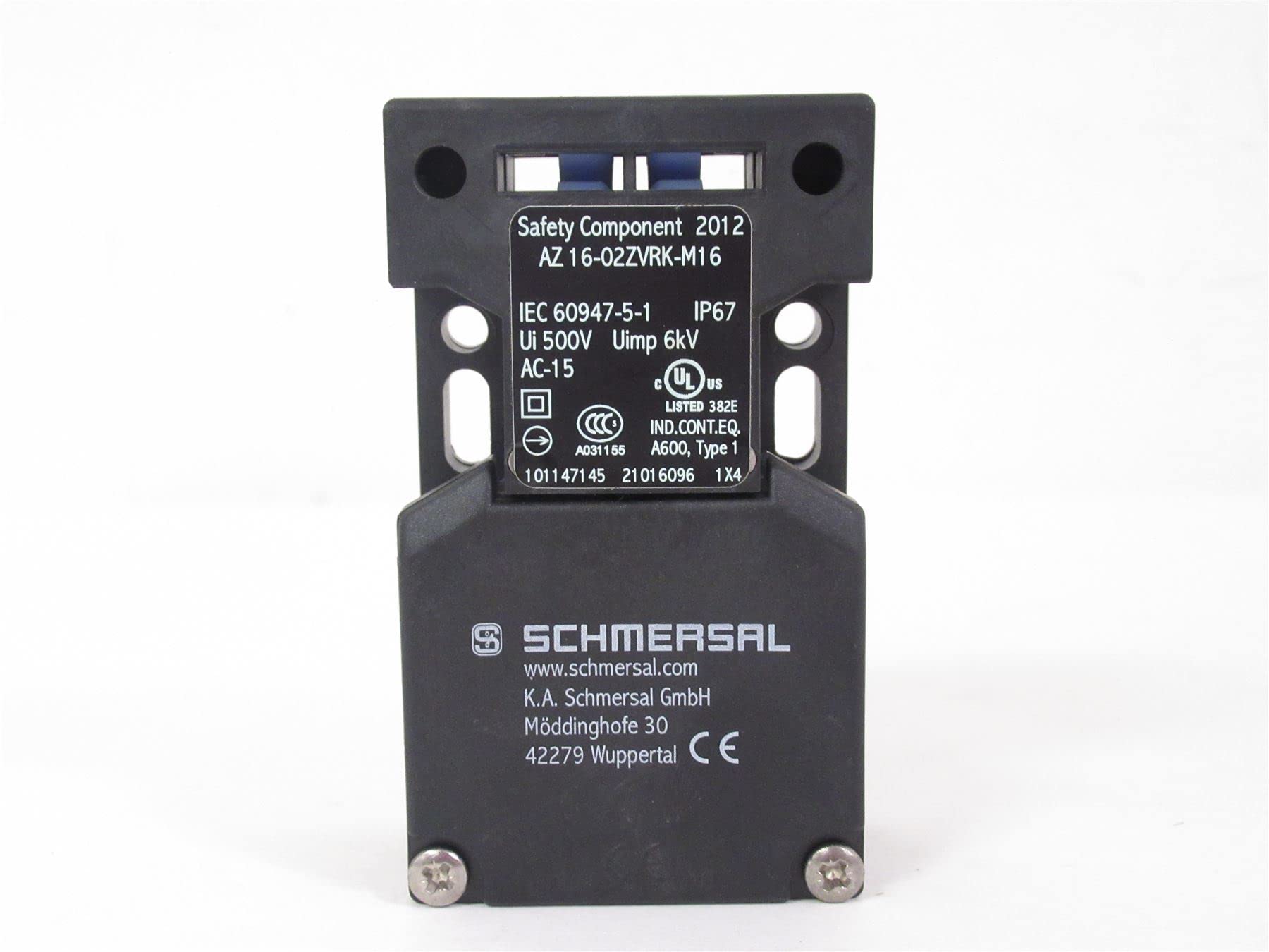 AZ16-02ZVRK-M16 | 101147145 | SCHMERSAL SAFETY SWITCH, SEPARATE ACTUATOR, 3M16X1.5, PLASTIC, 30MM SENSOR LENGTH, 500V, 10A, NC von Schmersal