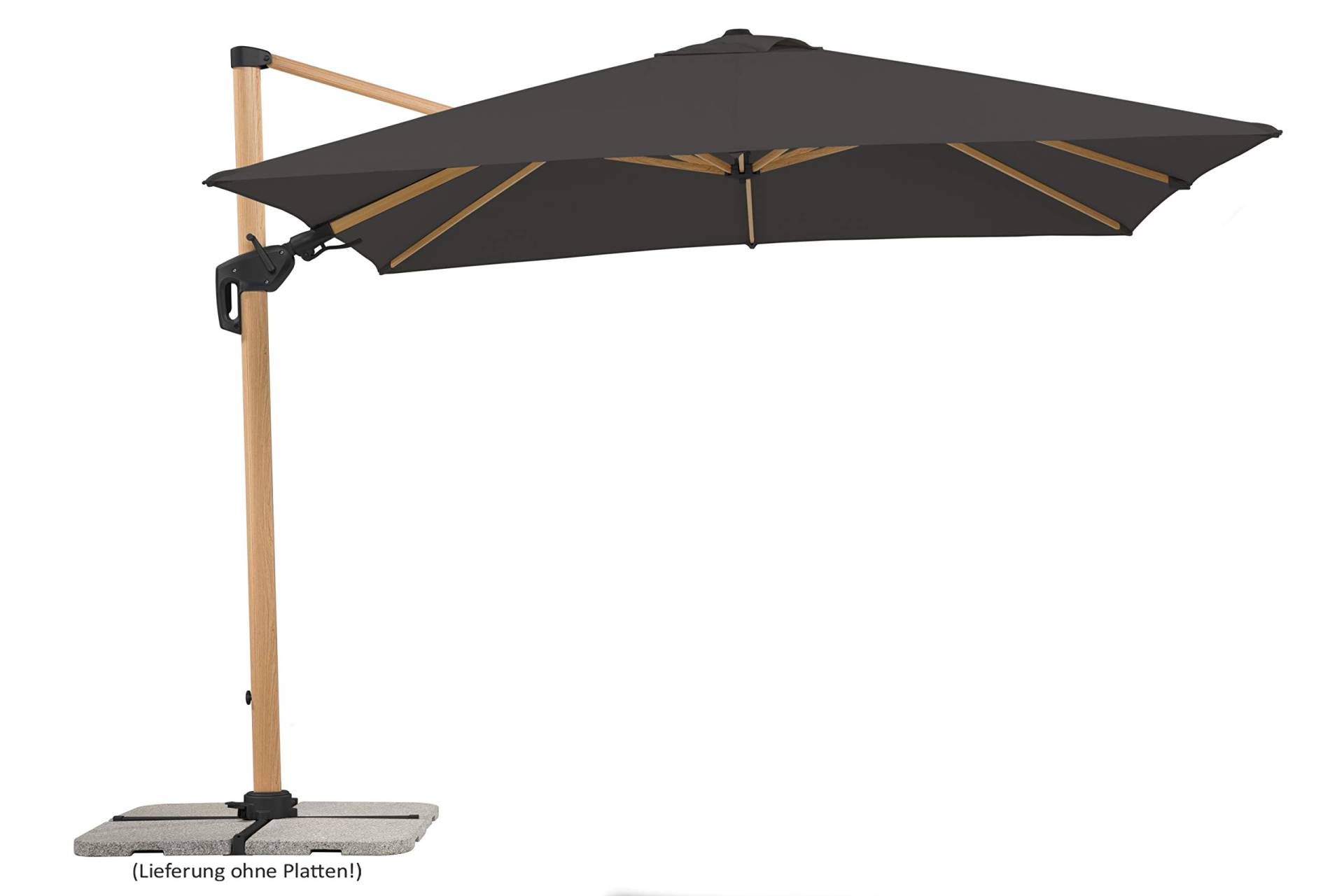 Schneider Sonnenschirm Rhodos Twist Woody, anthrazit, 300 x 300 cm quadratisch, 729-15, Gestell Alu/Stahl, Bespannung Polyester, 25.7 kg von Schneider