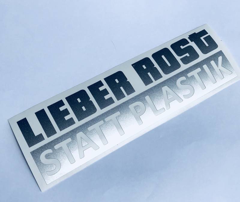 Schönheits Shop Lieber Rost statt Plastik Metallic Silber Aufkleber Tuning Sticker Shocker Decal Autoaufkleber von Schönheits Shop