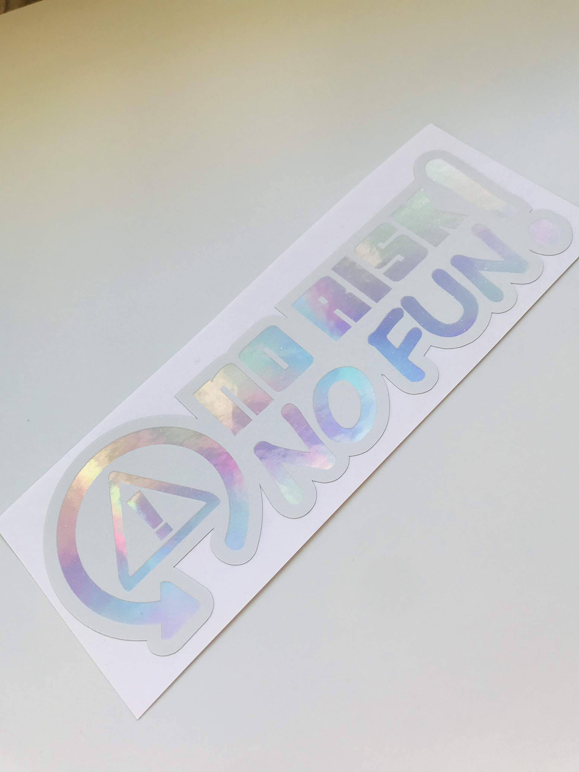 Schönheits Shop No Risk No Fun weiß Oilslick Autoaufkleber Flip Flop Tuning Sticker Decal Dapper Illest Aufkleber Shocker von Schönheits Shop