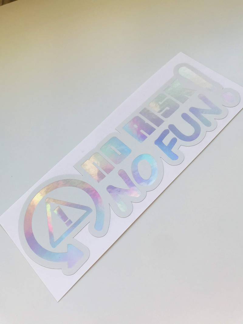 Schönheits Shop No Risk No Fun weiß Oilslick Autoaufkleber Flip Flop Tuning Sticker Decal Dapper Illest Aufkleber Shocker von Schönheits Shop