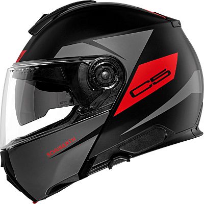 Schuberth C5 Eclipse, Klapphelm - Matt Schwarz/Dunkelgrau/Rot - M (56/57) von Schuberth