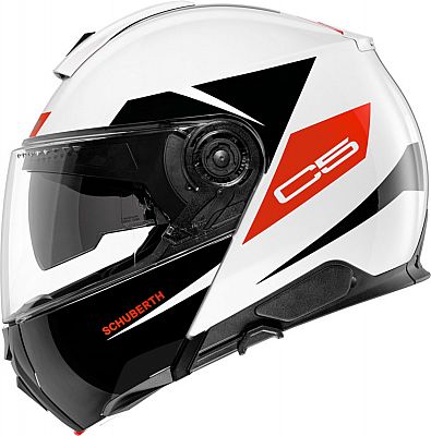 Schuberth C5 Eclipse, Klapphelm - Schwarz/Weiß/Neon-Rot - L (58/59) von Schuberth