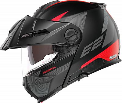 Schuberth E2 Defender, Klapphelm - Matt Schwarz/Rot - M (56/57) von Schuberth