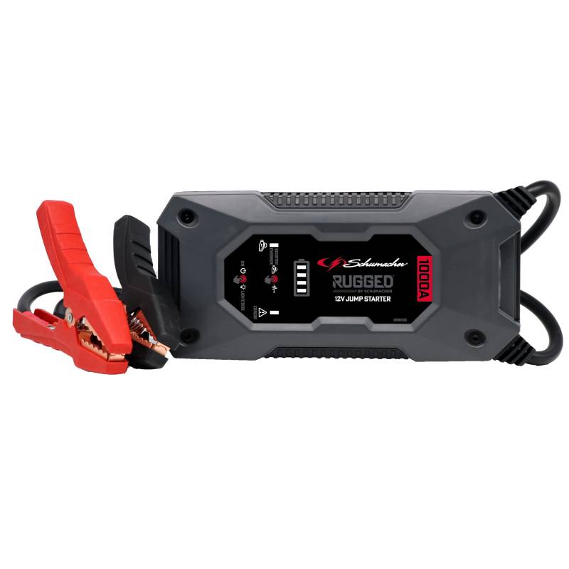 Schumacher Rugged - Starthilfe mit Powerbank - Lithium Ionen Batterie 1000A 12V - Booster für Kfz bis 6L Benzin, 3L Diesel - SBX 461 - Taschenlampe - USB 2,4A-Ausgang, 2,0A-Eingang - IP64 Wasserfest von Schumacher Electric