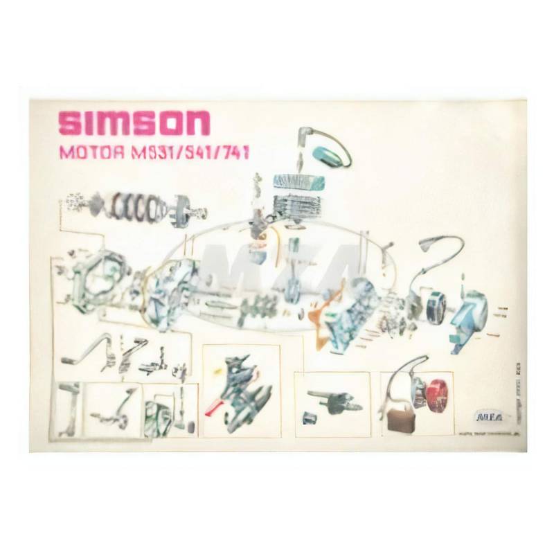 Explosionsdarstellung Farbposter (72x50cm) Motor M531/541/741 - S51, S70 (beidseitig Glanzcello, schmutzabweisend) von Schwalbe