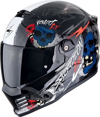 Scorpion Covert FX Skullz, Integralhelm - Schwarz/Grau/Rot/Blau - L von Scorpion