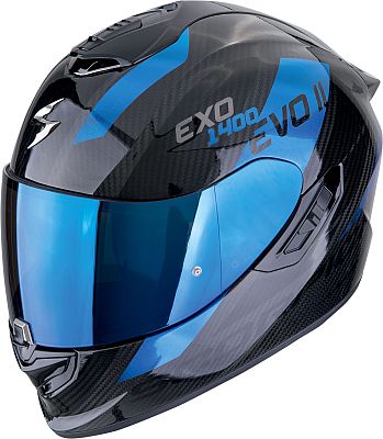 Scorpion EXO-1400 Evo Air II Carbon Platted, Integralhelm - Schwarz/Blau - M von Scorpion