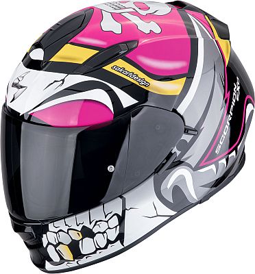 Scorpion EXO-491 Pirate, Integralhelm - Schwarz/Weiß/Pink/Gelb - S von Scorpion