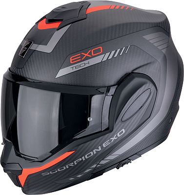 Scorpion EXO-Tech Evo Carbon Cosy, Modularhelm - Matt Schwarz/Grau/Rot - L von Scorpion