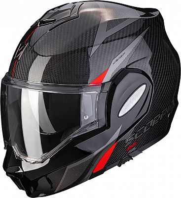 Scorpion EXO-Tech Evo Carbon Top, Modularhelm - Schwarz/Grau/Rot - XS von Scorpion