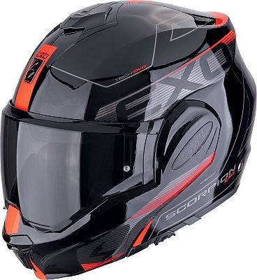 Scorpion EXO-Tech Evo Traveller, Modularhelm - Schwarz/Grau/Rot - XL von Scorpion