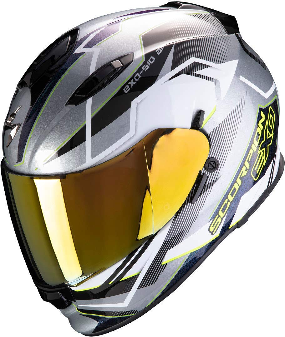 Scorpion Herren NC Motorrad Helm, Grau/Weiss/Gelb, L von Scorpion