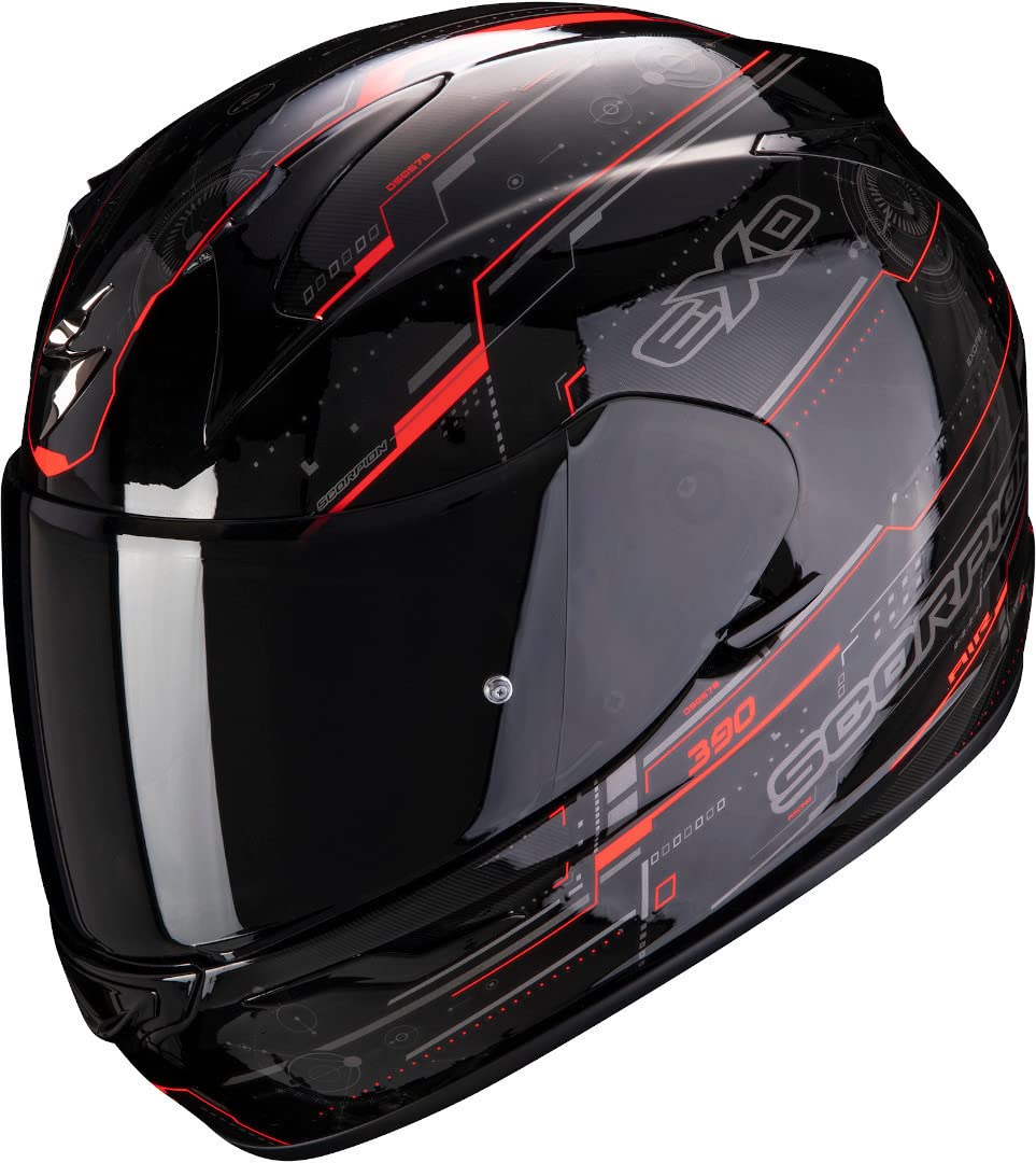 Scorpion Motorradhelm EXO-390 BEAT Black-Neon Red, Schwarz/Rot, XS, 39-305-160-02 von Scorpion