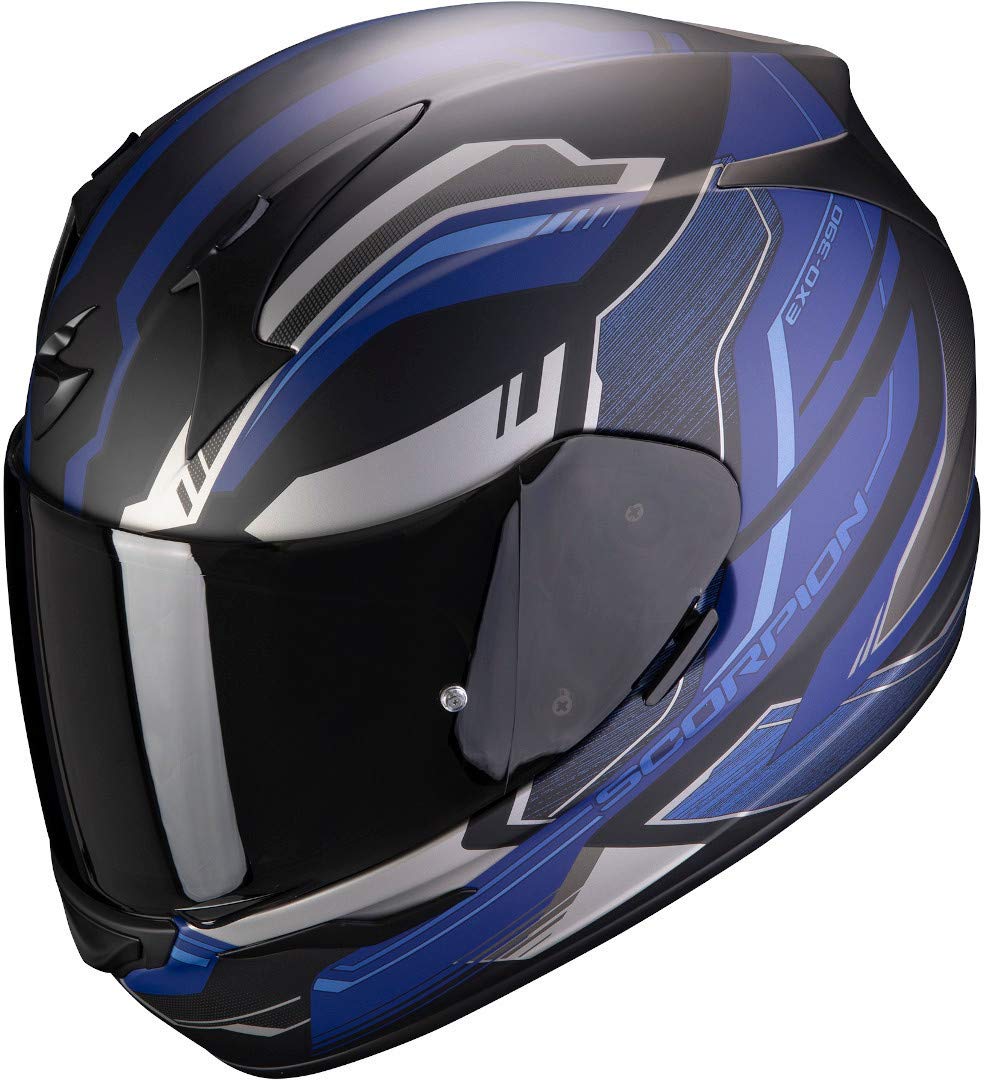 Scorpion Motorradhelm EXO-390 BOOST Matt Black-Silver-Blue, Schwarz/Blau, XS von Scorpion