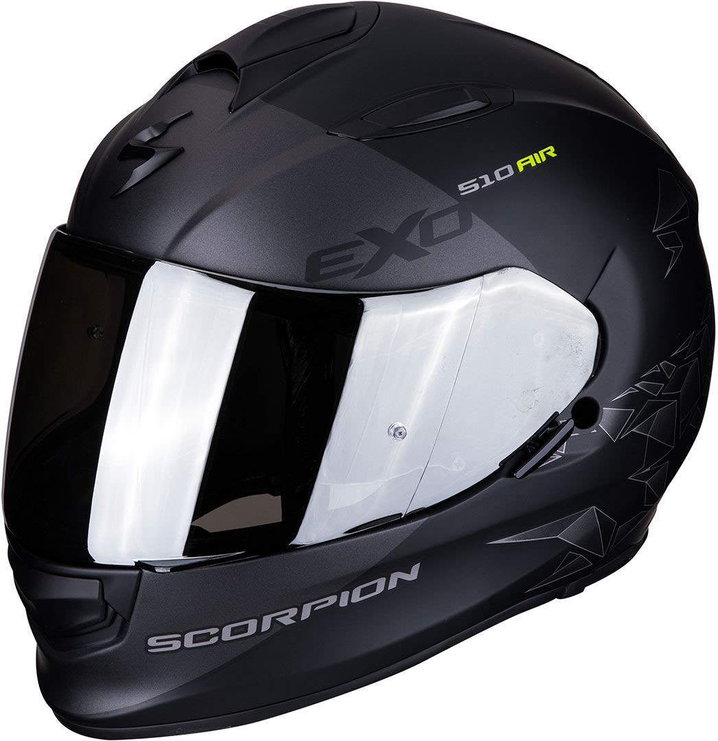 Scorpion Motorradhelm EXO-510 AIR PIQUE Matt Black-Silver, Schwarz/Grau, XS von Scorpion