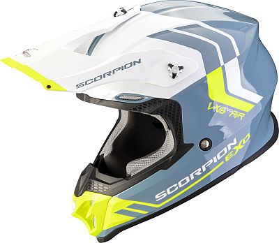 Scorpion VX-16 Evo Air Fusion, Motocrosshelm - Hellblau/Weiß/Neon-Gelb - L von Scorpion