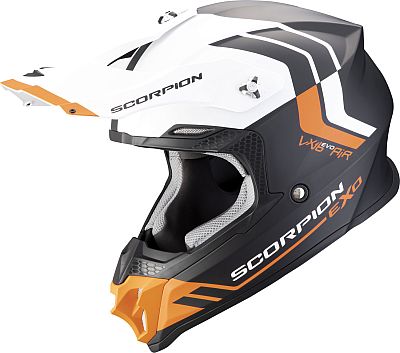 Scorpion VX-16 Evo Air Fusion, Motocrosshelm - Matt Schwarz/Weiß/Orange - XL von Scorpion