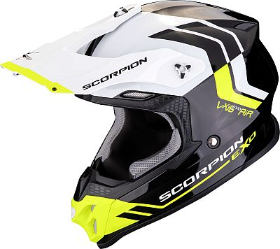 Scorpion VX-16 Evo Air Fusion, Motocrosshelm - Schwarz/Weiß/Neon-Gelb - XL von Scorpion