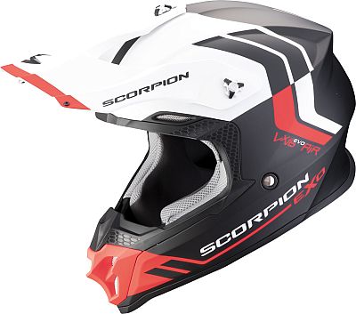 Scorpion VX-16 Evo Air Fusion, Motocrosshelm - Matt Schwarz/Weiß/Rot - XL von Scorpion