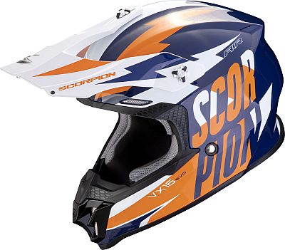 Scorpion VX-16 Evo Air Slanter, Motocrosshelm - Dunkelblau/Orange - XXL von Scorpion