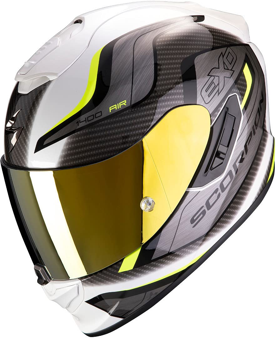 Scorpion Herren NC Motorrad Helm, Weiss/Gelb, L von ScorpionEXO