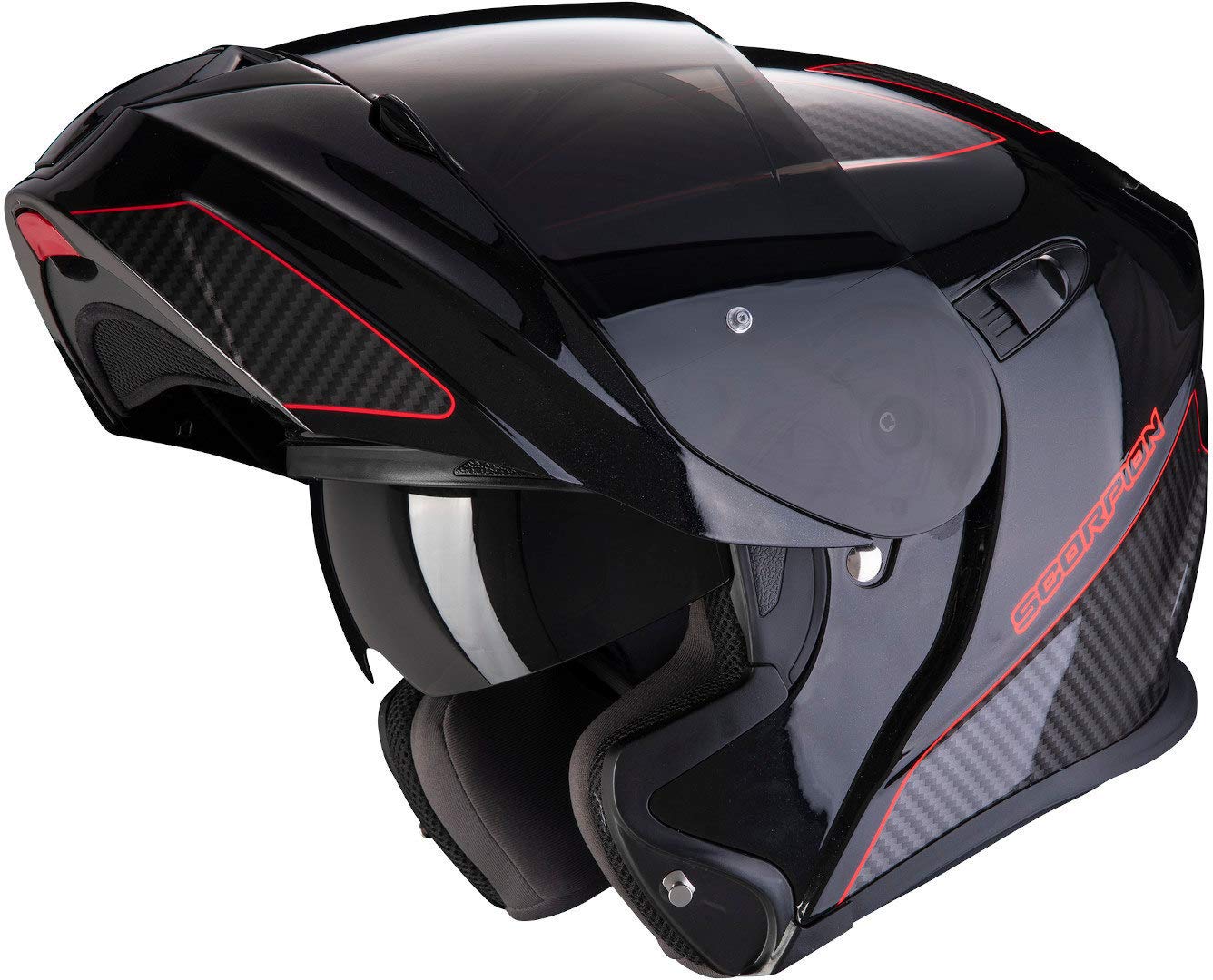 Scorpion Motorradhelm EXO-920 FLUX Metallic Black-Red, Schwarz/Rot, L von ScorpionEXO